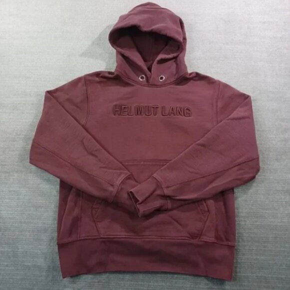 Helmut Lang Hoodie Womens Large Burgundy Heavyweight Embroidered Logo Casual